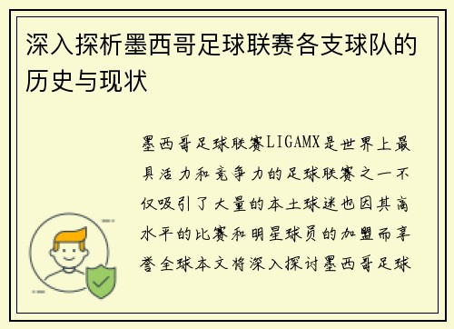 深入探析墨西哥足球联赛各支球队的历史与现状